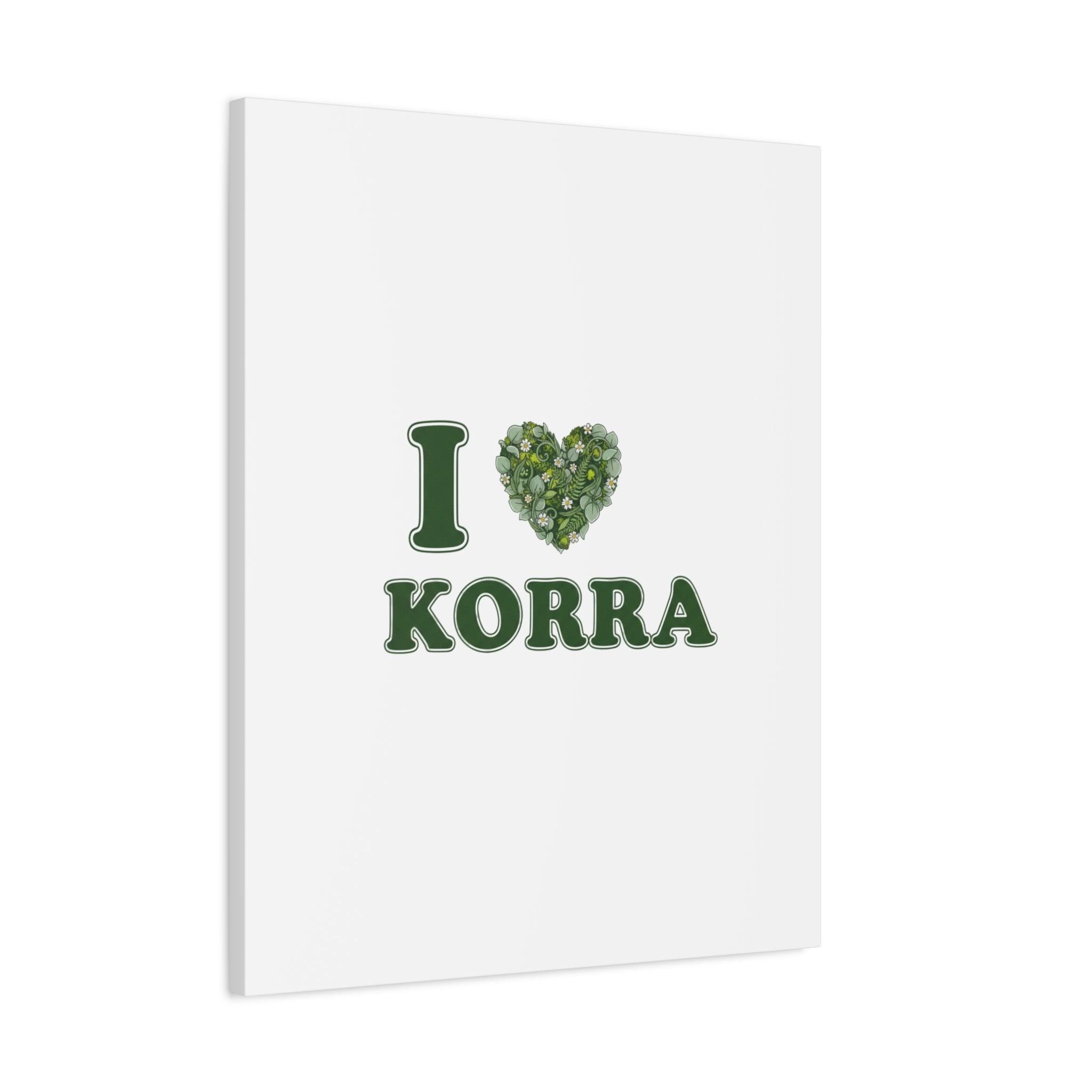 Botanical Heart Pine Wreath Canvas, Minimal Winter Florals | Stretched Matte Canvas