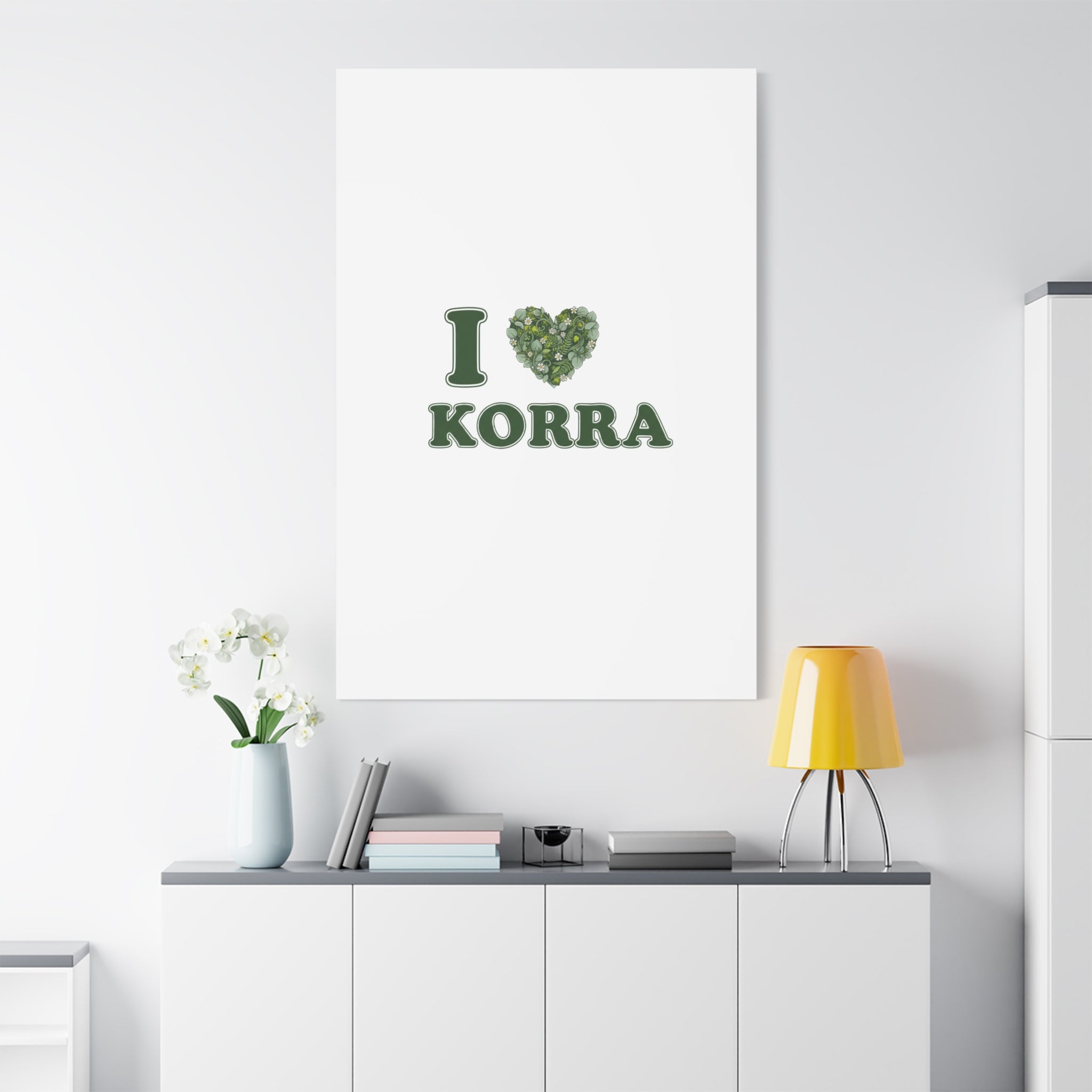 Botanical Heart Pine Wreath Canvas, Minimal Winter Florals | Stretched Matte Canvas