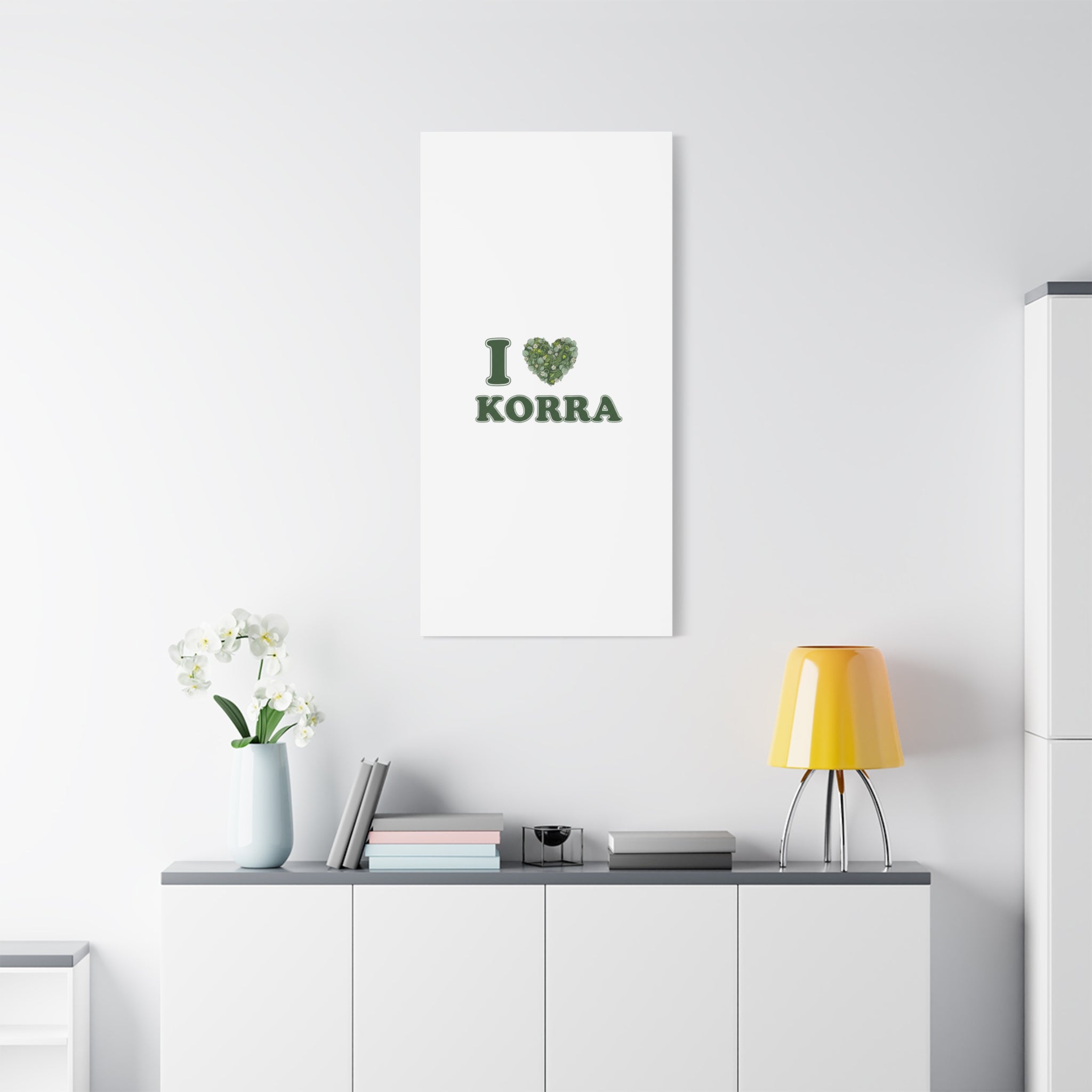 Botanical Heart Pine Wreath Canvas, Minimal Winter Florals | Stretched Matte Canvas