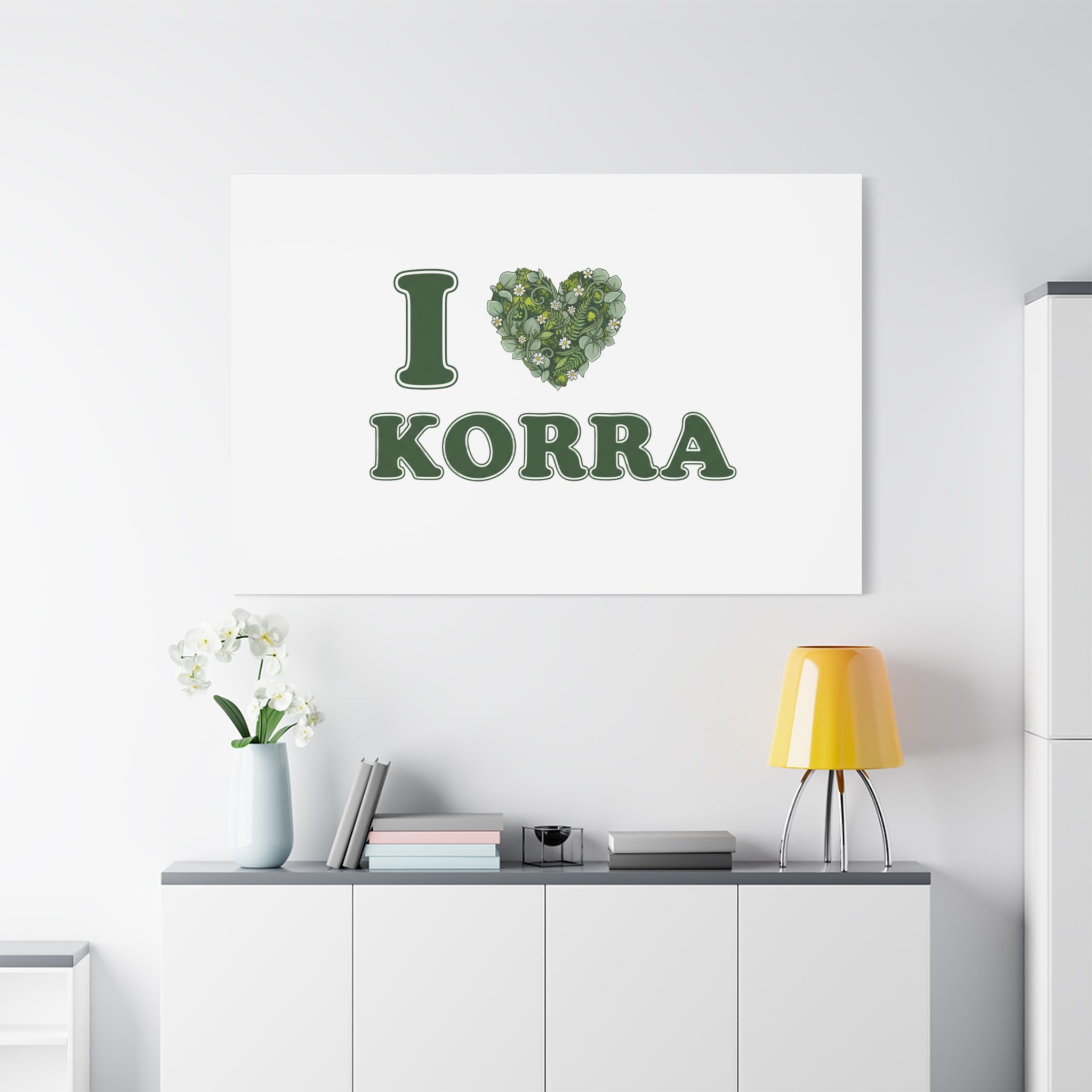 Botanical Heart Pine Wreath Canvas, Minimal Winter Florals | Stretched Matte Canvas