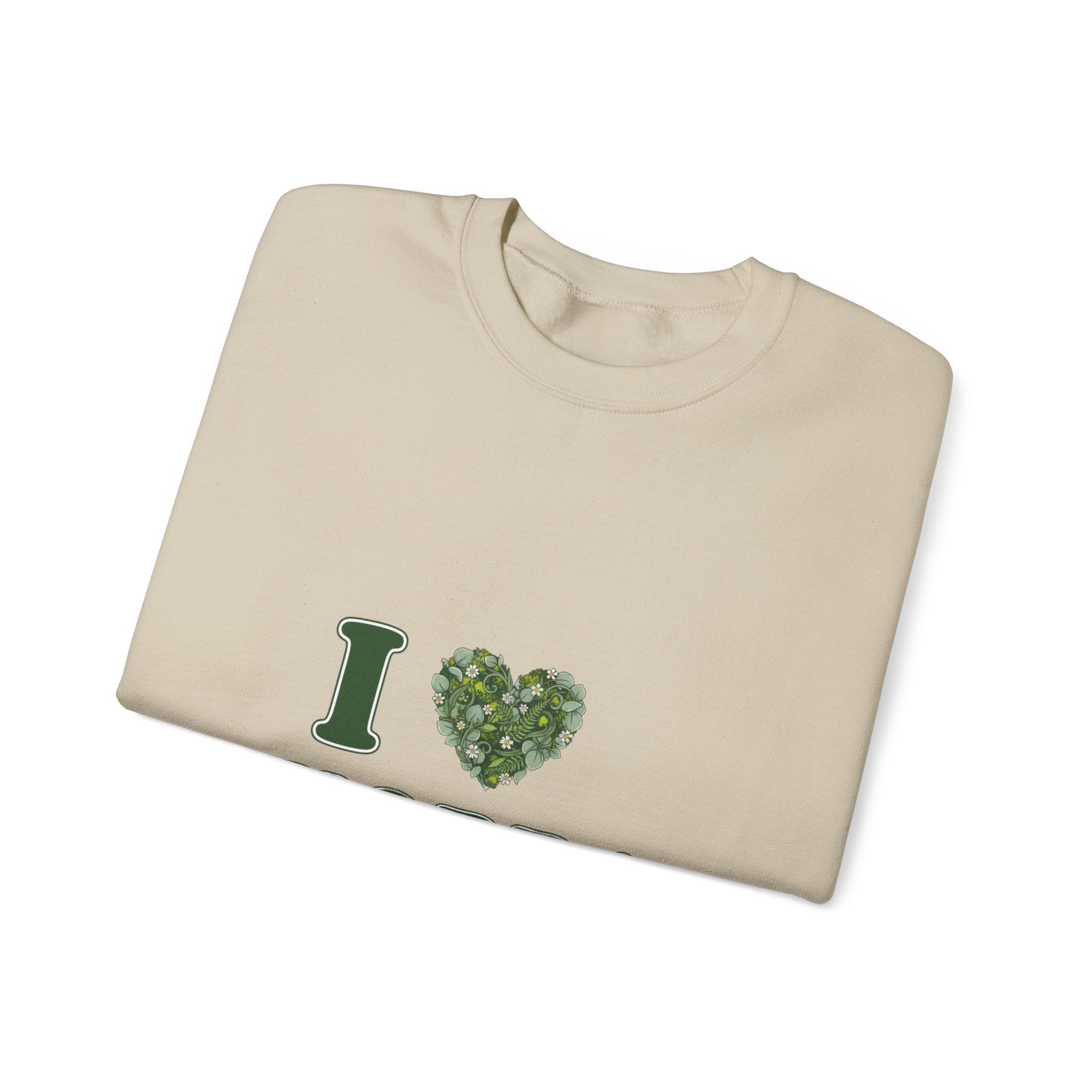 Botanical Heart "I " Typography Sweatshirt | minimal winter florals, pine branch design