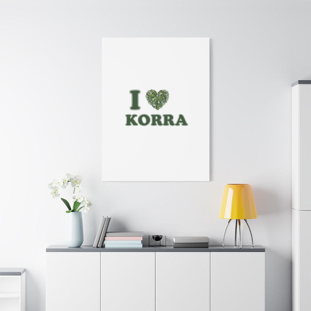 Botanical Heart Pine Wreath Canvas, Minimal Winter Florals | Stretched Matte Canvas