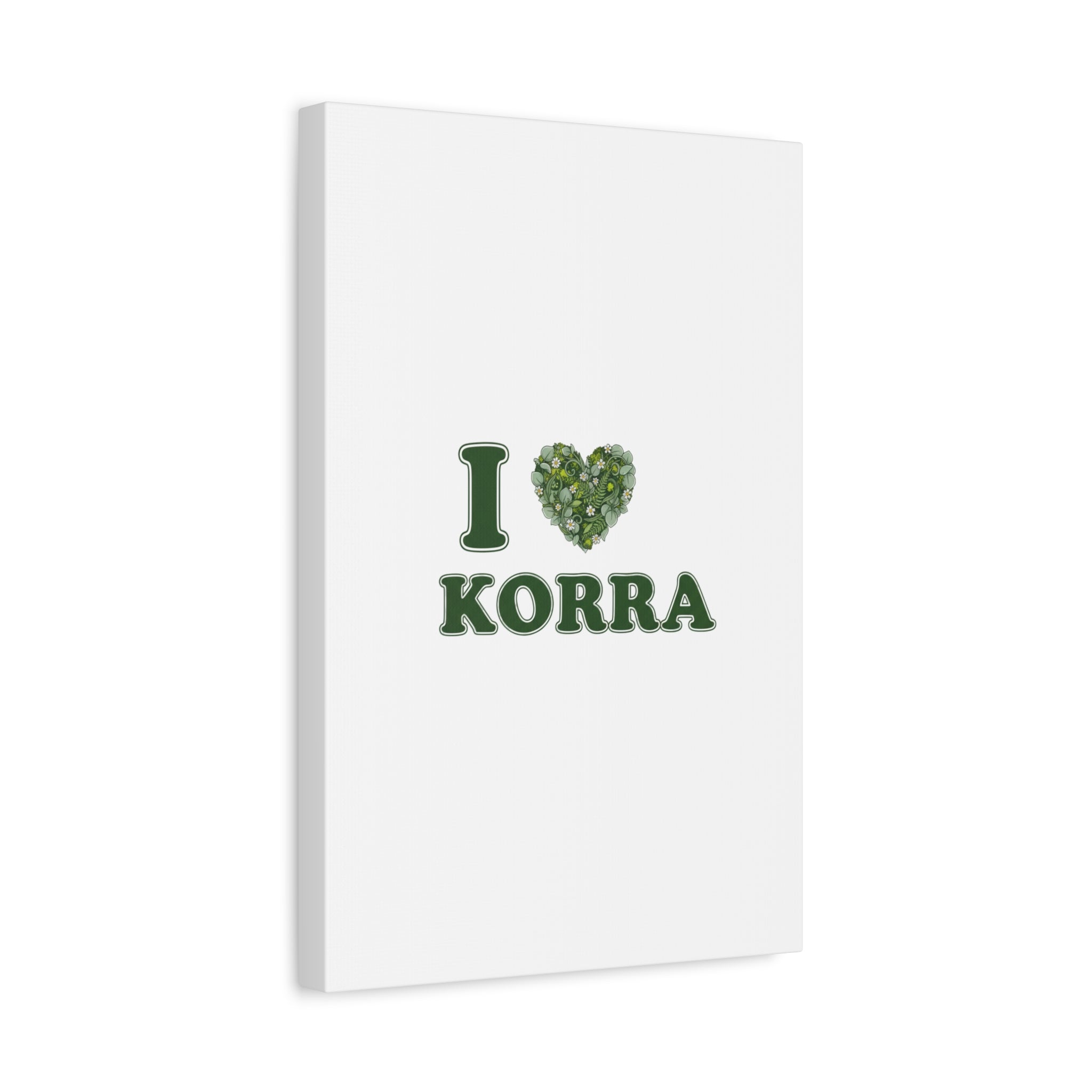 Botanical Heart Pine Wreath Canvas, Minimal Winter Florals | Stretched Matte Canvas