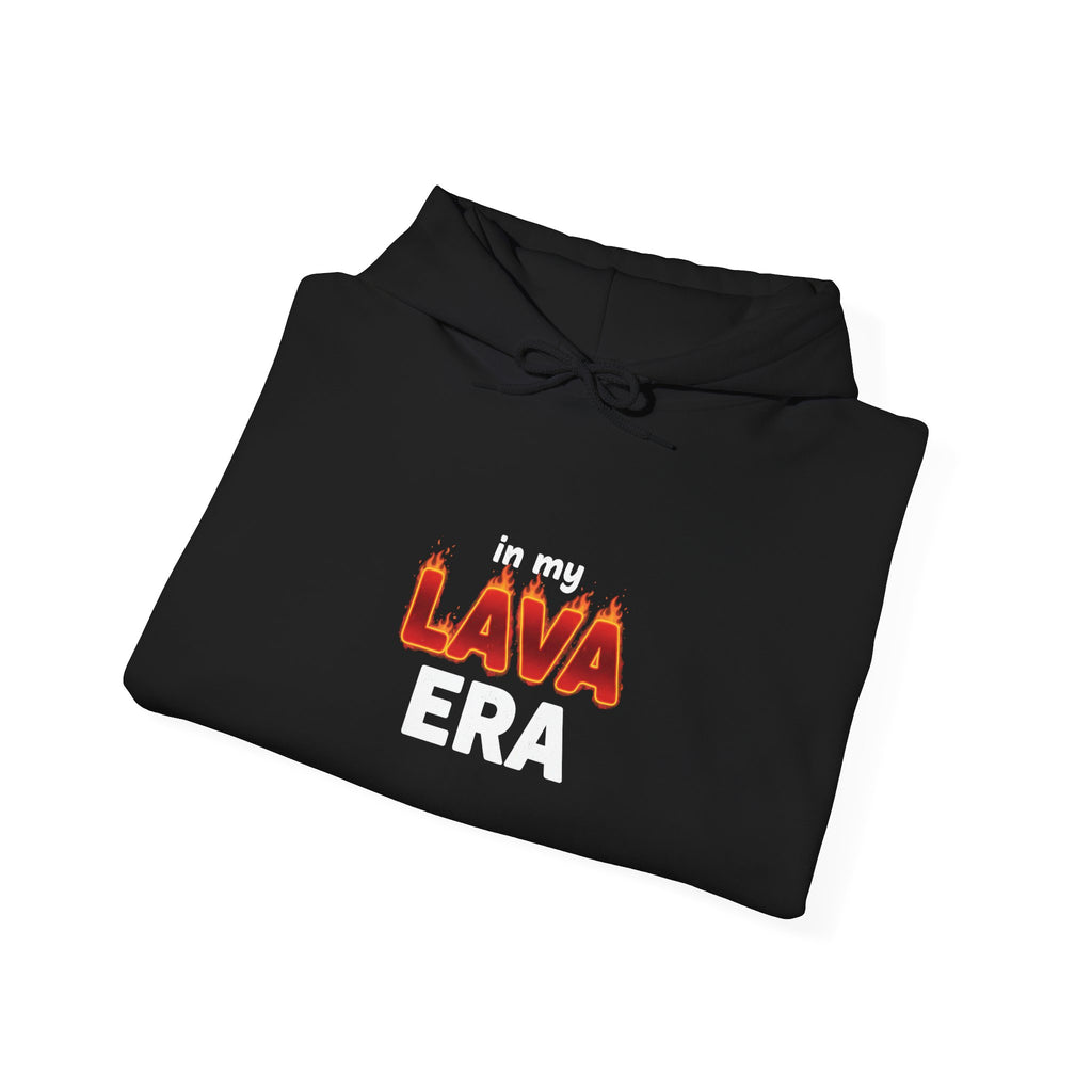 LAVA flame text Hoodie | Holiday burnout, festive but tired