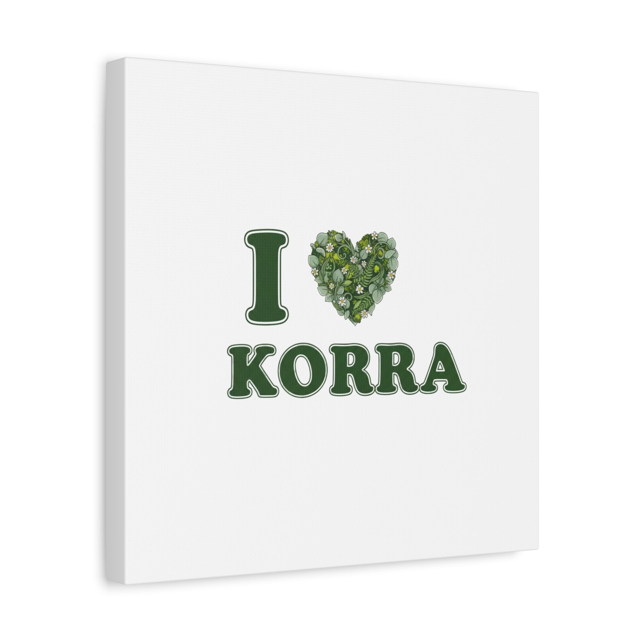 Botanical Heart Pine Wreath Canvas, Minimal Winter Florals | Stretched Matte Canvas