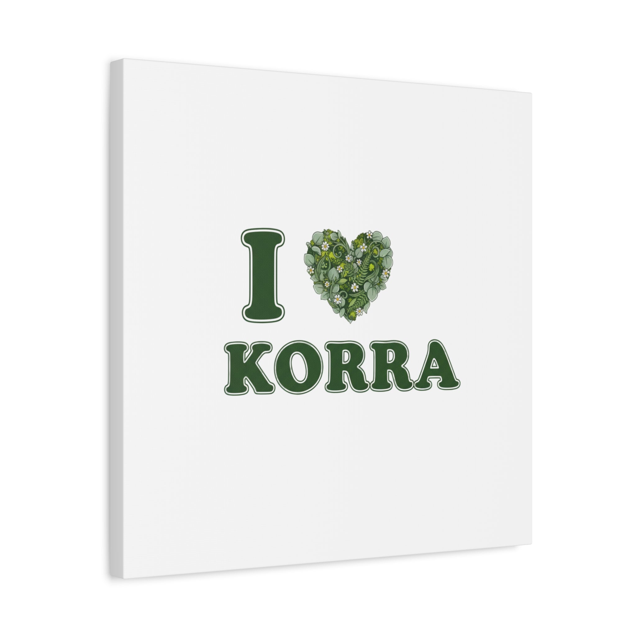 Botanical Heart Pine Wreath Canvas, Minimal Winter Florals | Stretched Matte Canvas