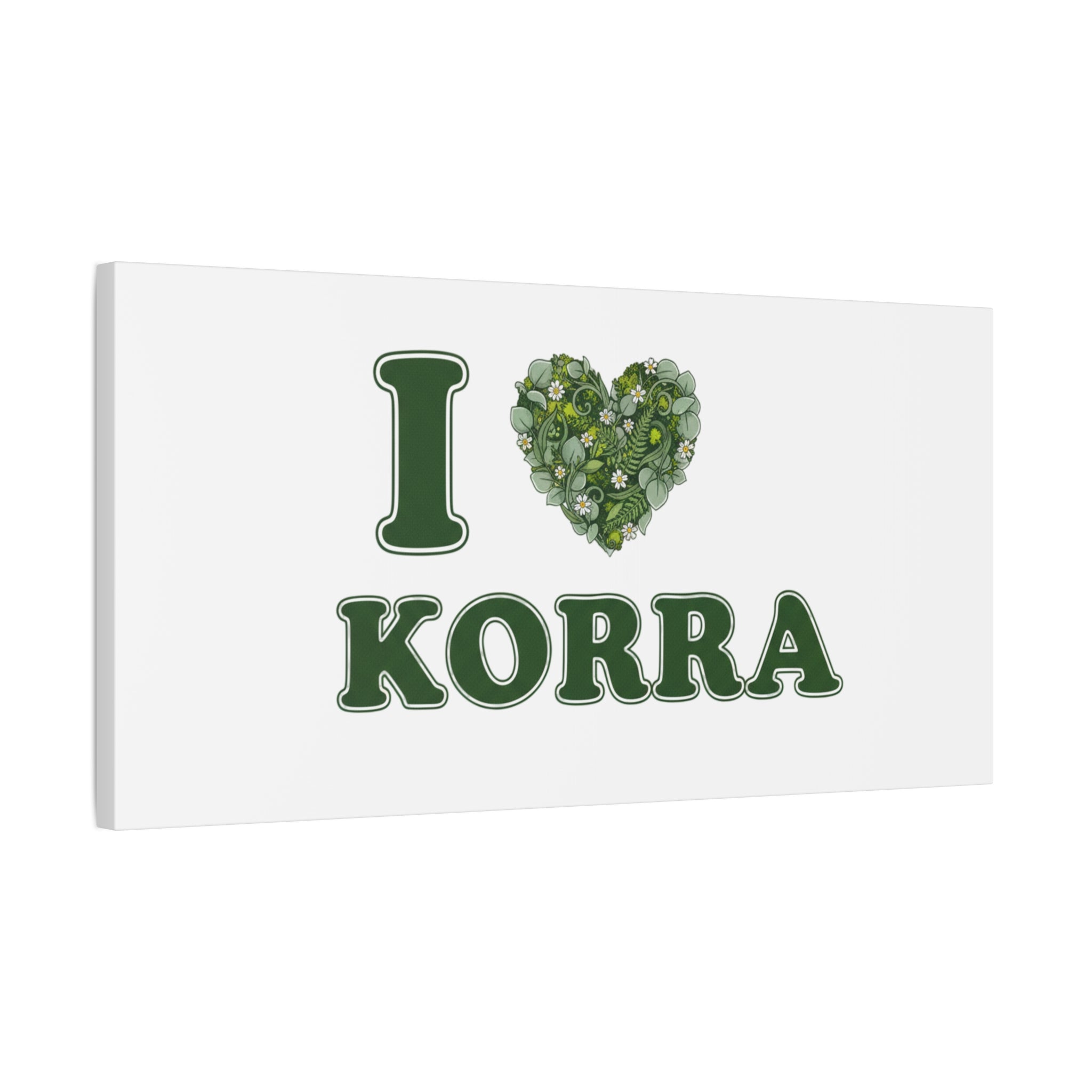 Botanical Heart Pine Wreath Canvas, Minimal Winter Florals | Stretched Matte Canvas