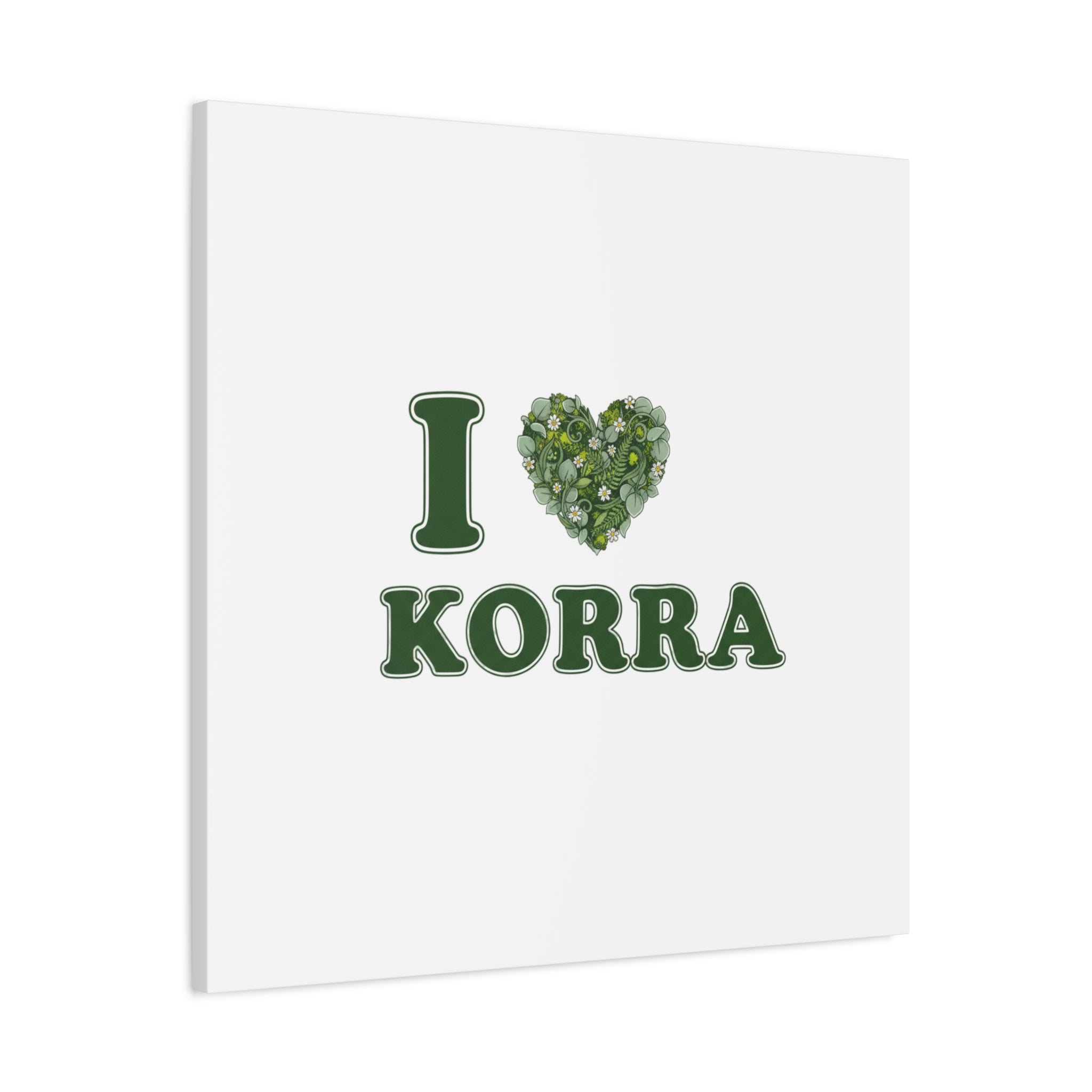 Botanical Heart Pine Wreath Canvas, Minimal Winter Florals | Stretched Matte Canvas