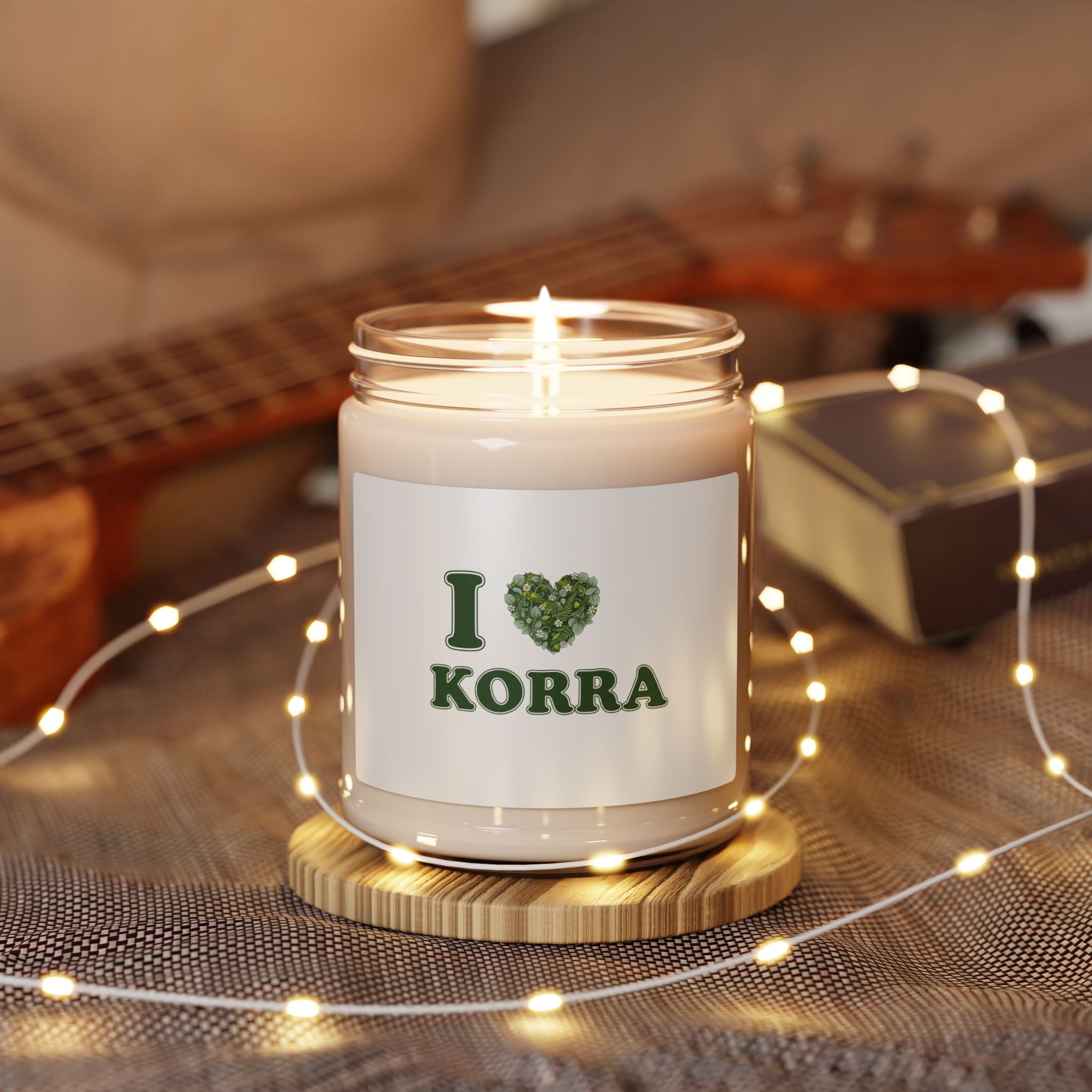 I Heart Korra Candle | Minimal Winter Florals, Pine Branch Soy Candle
