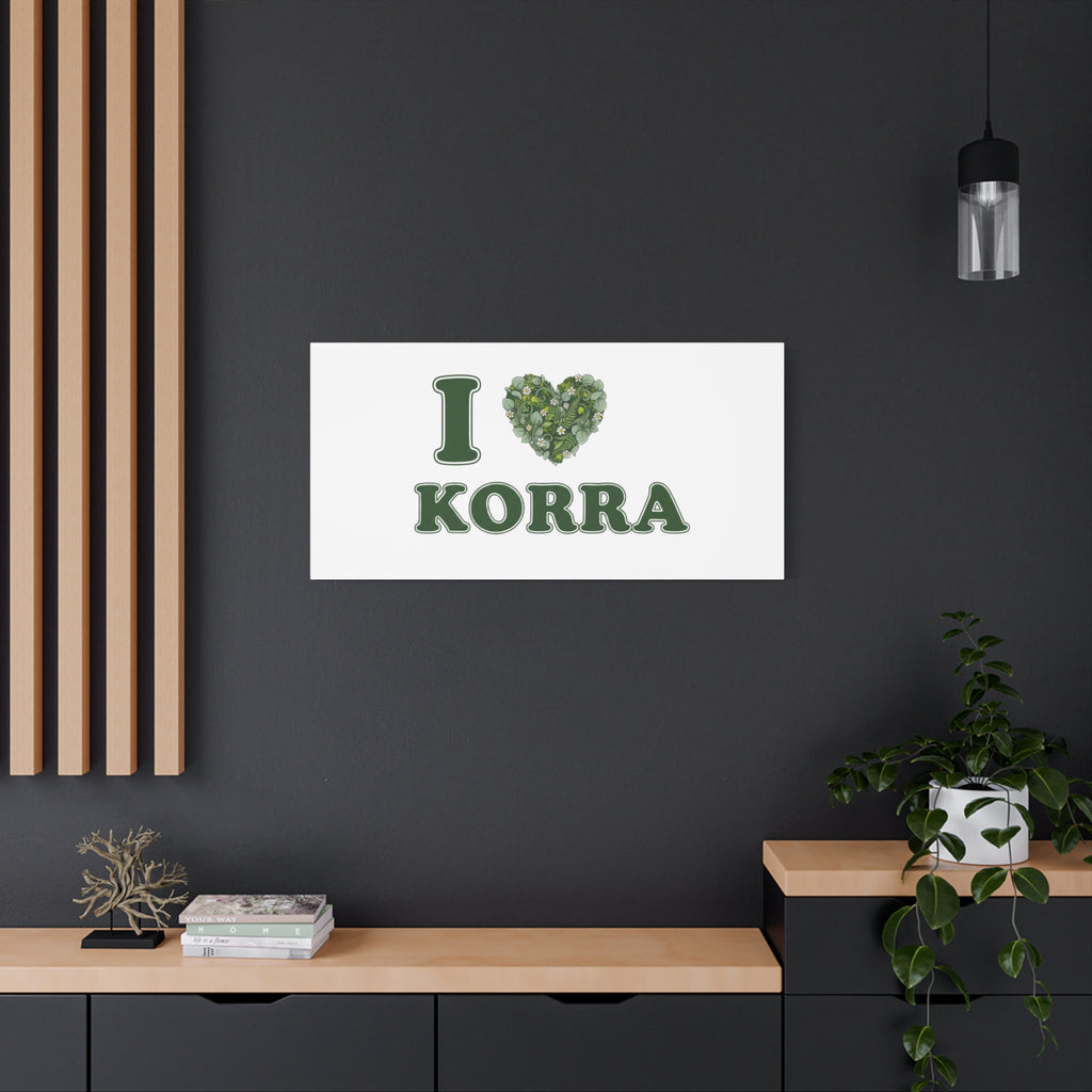 Botanical Heart Pine Wreath Canvas, Minimal Winter Florals | Stretched Matte Canvas