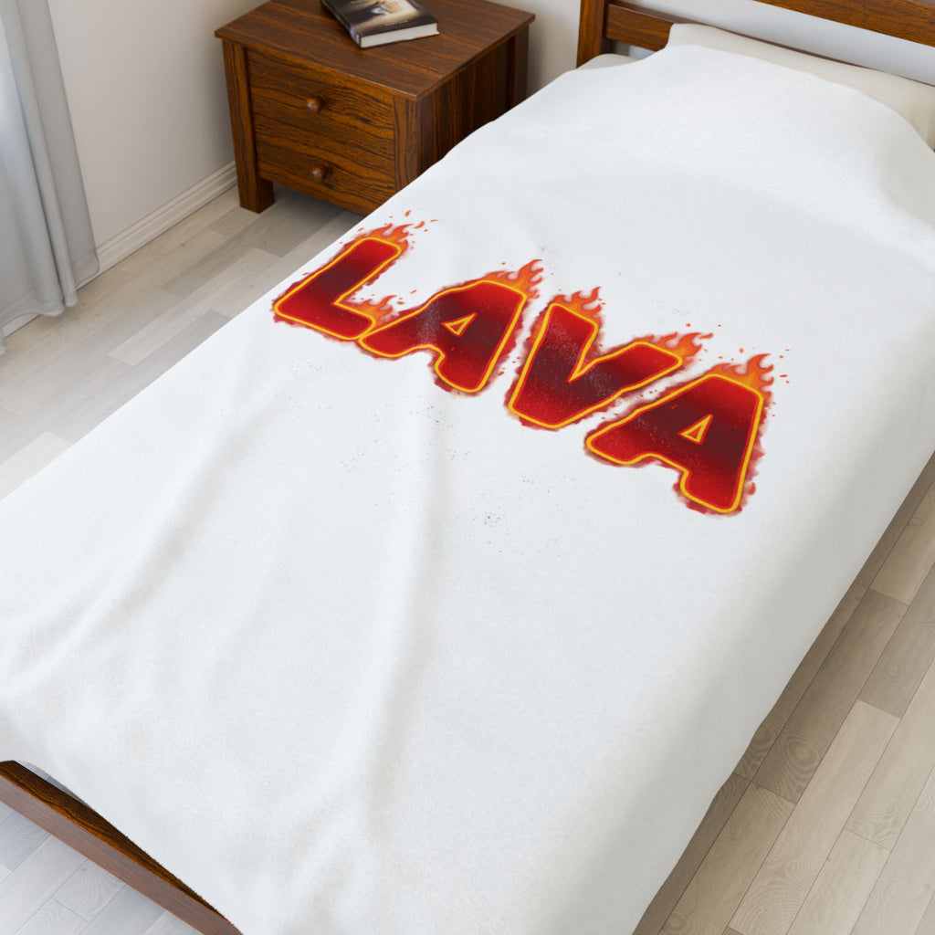 LAVA flame text Velveteen Plush Blanket | festive but tired, holiday burnout meme