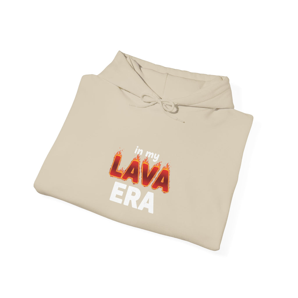 LAVA flame text Hoodie | Holiday burnout, festive but tired