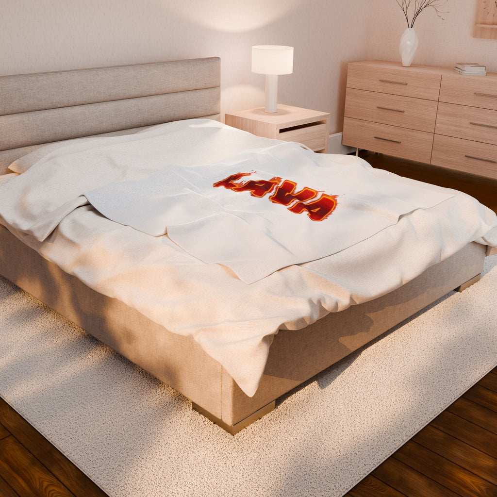 LAVA flame text Velveteen Plush Blanket | festive but tired, holiday burnout meme