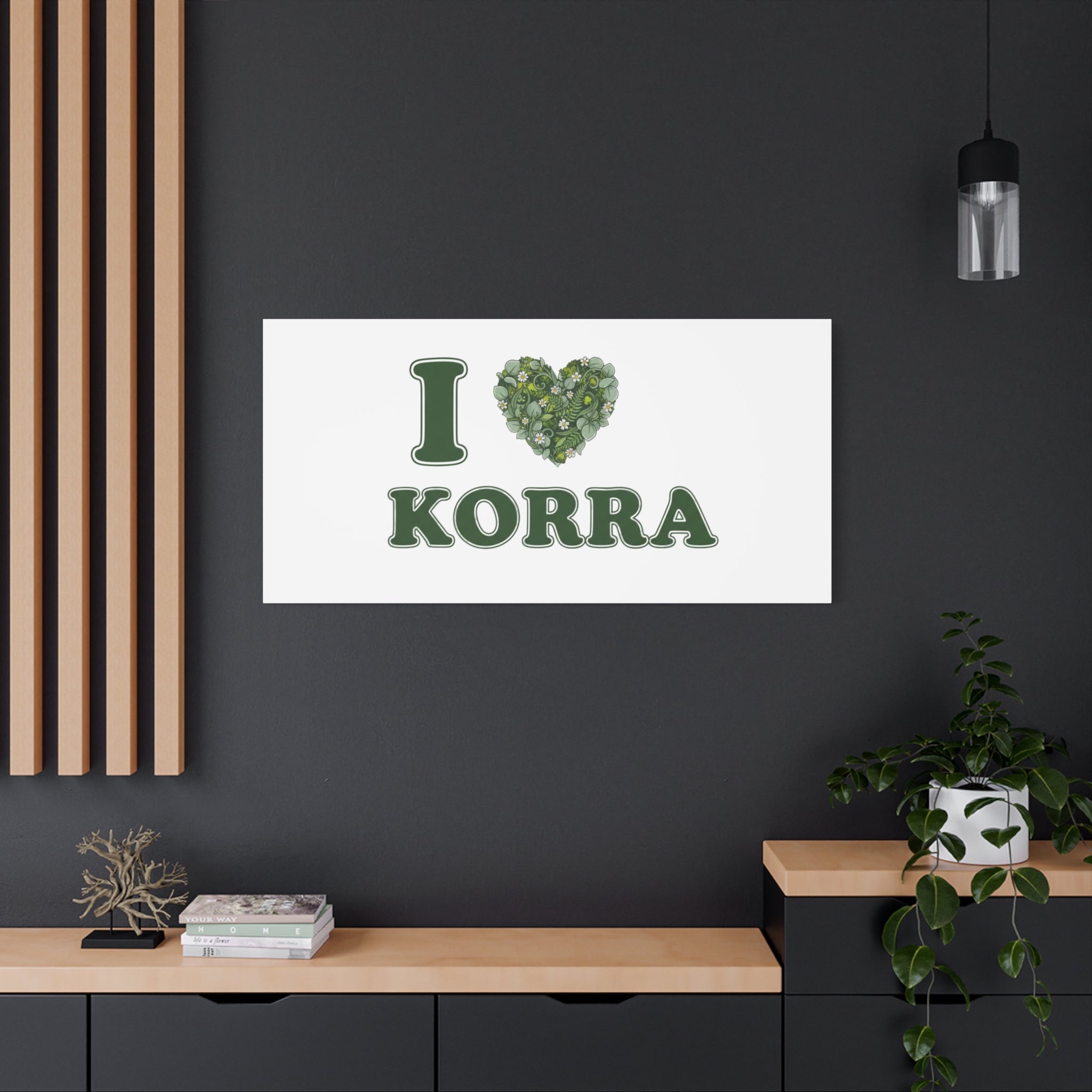 Botanical Heart Pine Wreath Canvas, Minimal Winter Florals | Stretched Matte Canvas