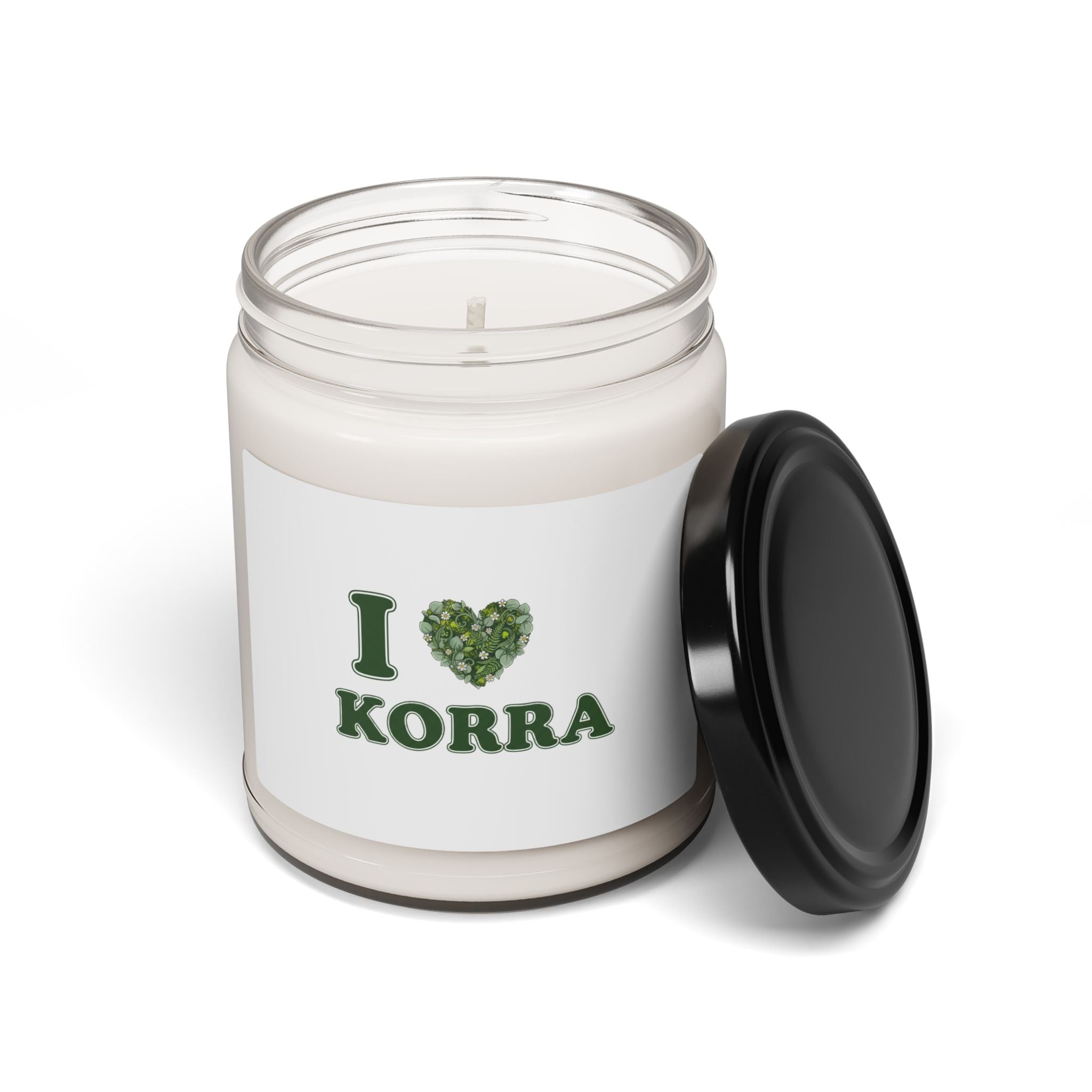 I Heart Korra Candle | Minimal Winter Florals, Pine Branch Soy Candle