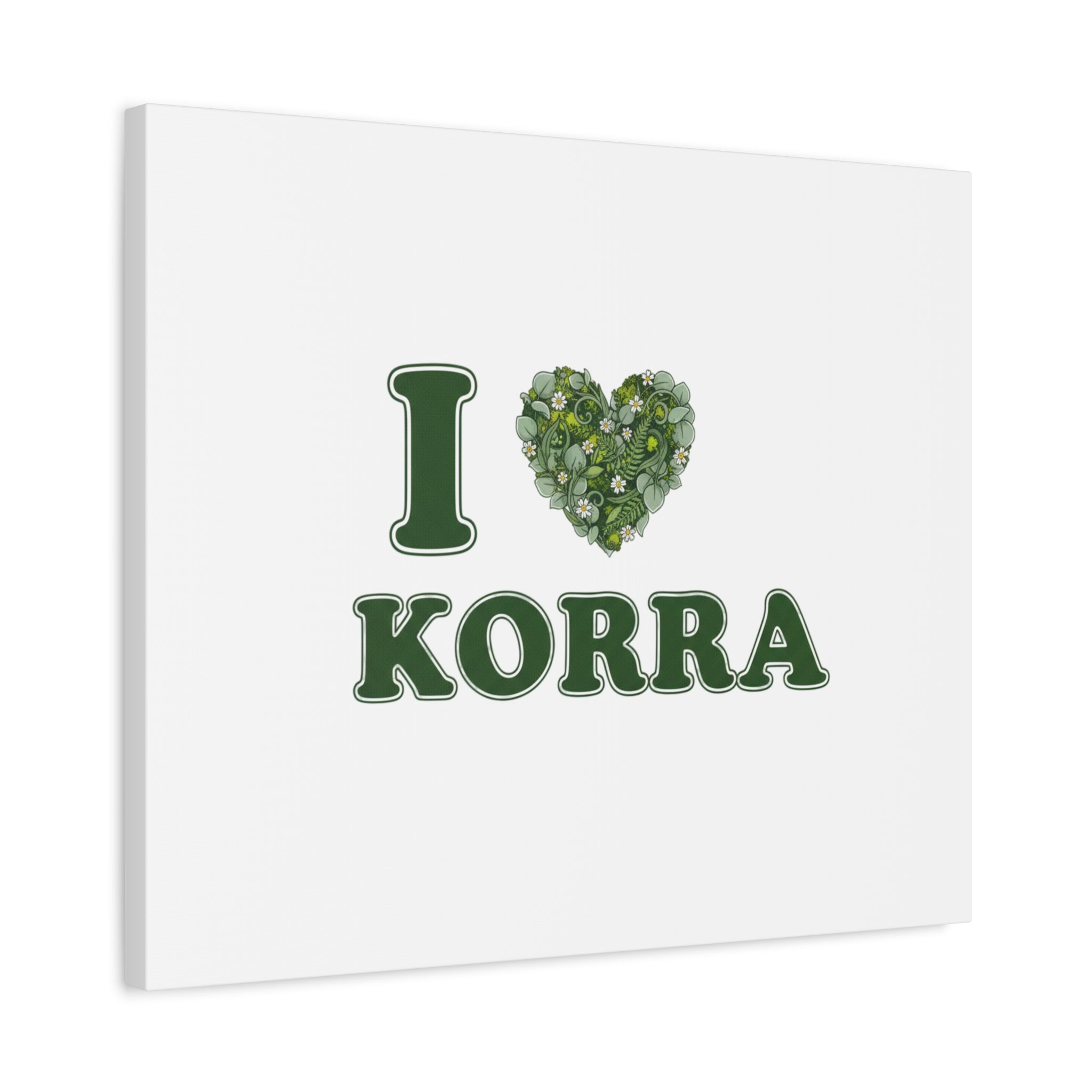 Botanical Heart Pine Wreath Canvas, Minimal Winter Florals | Stretched Matte Canvas