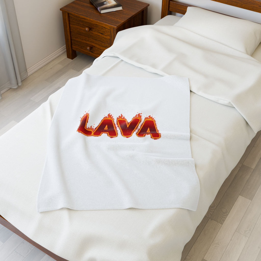 LAVA flame text Velveteen Plush Blanket | festive but tired, holiday burnout meme