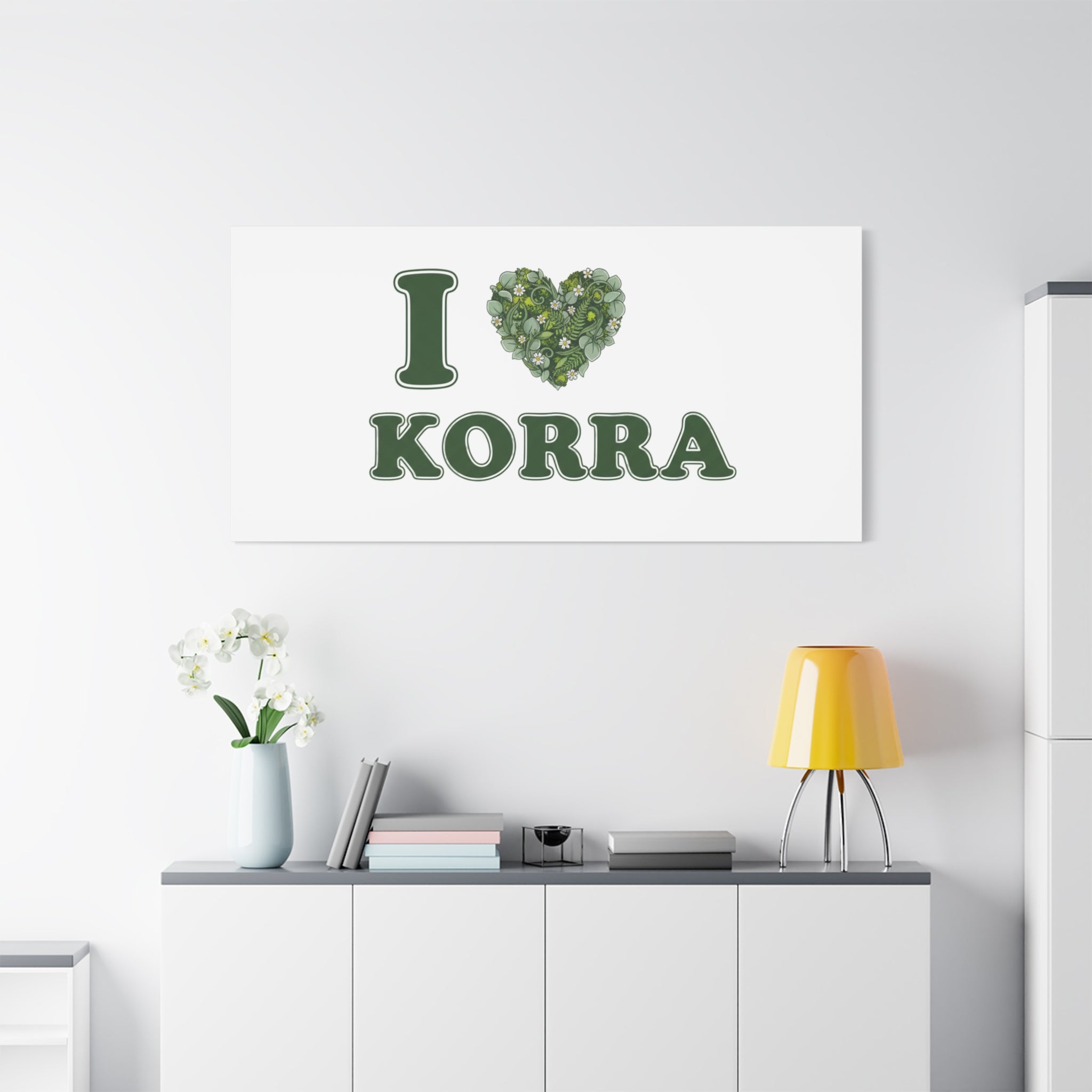 Botanical Heart Pine Wreath Canvas, Minimal Winter Florals | Stretched Matte Canvas