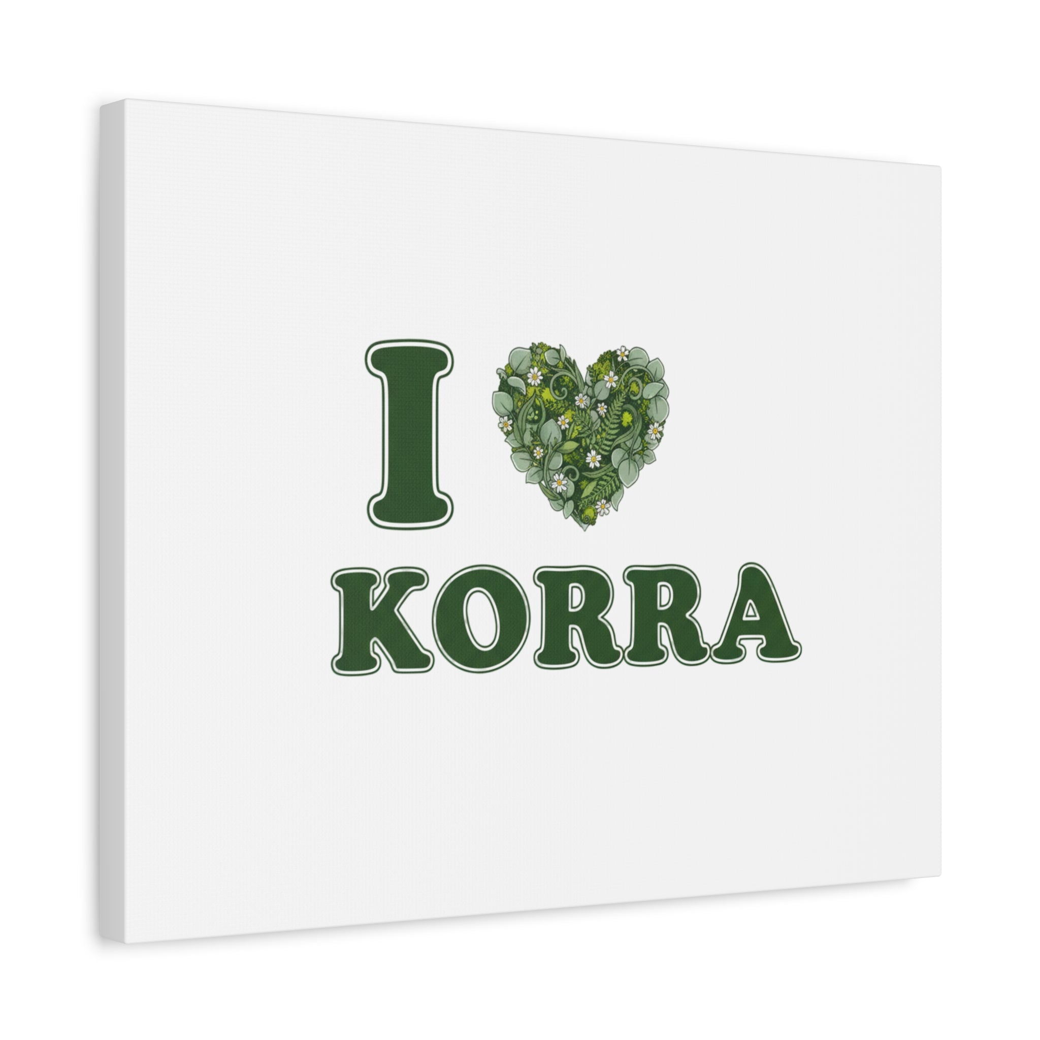 Botanical Heart Pine Wreath Canvas, Minimal Winter Florals | Stretched Matte Canvas