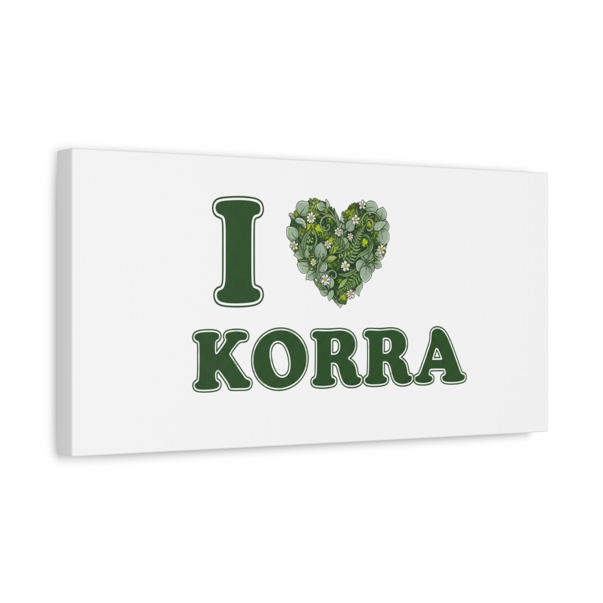 Botanical Heart Pine Wreath Canvas, Minimal Winter Florals | Stretched Matte Canvas