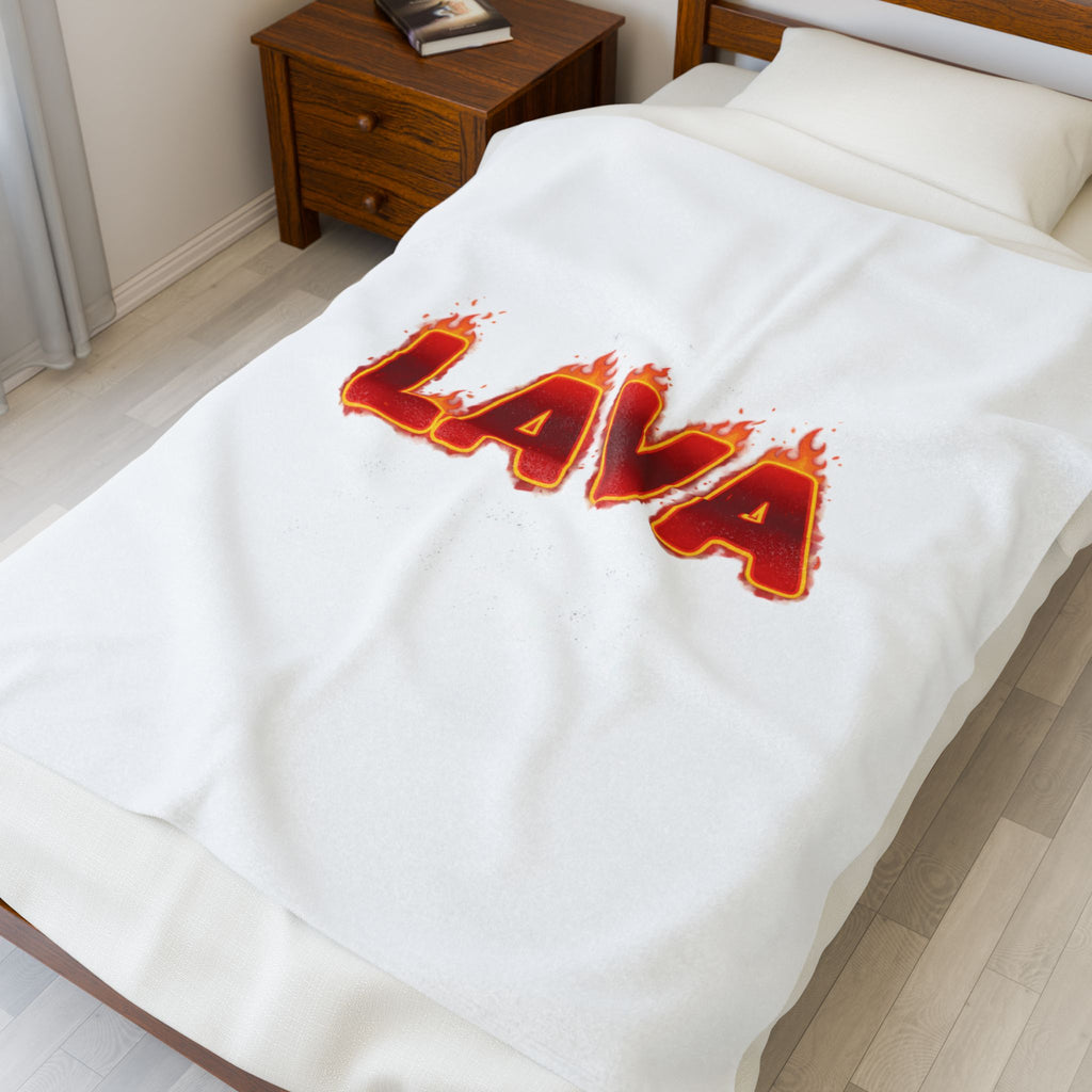 LAVA flame text Velveteen Plush Blanket | festive but tired, holiday burnout meme