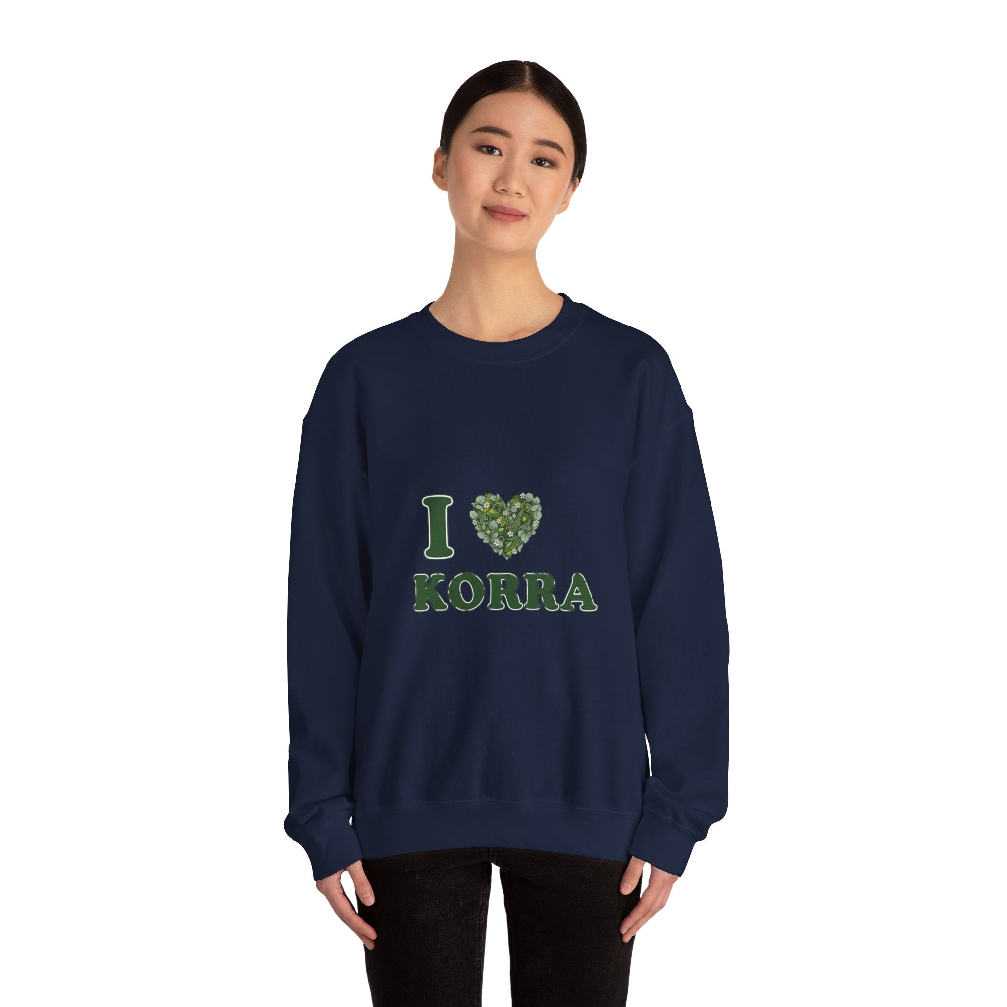 Botanical Heart "I " Typography Sweatshirt | minimal winter florals, pine branch design