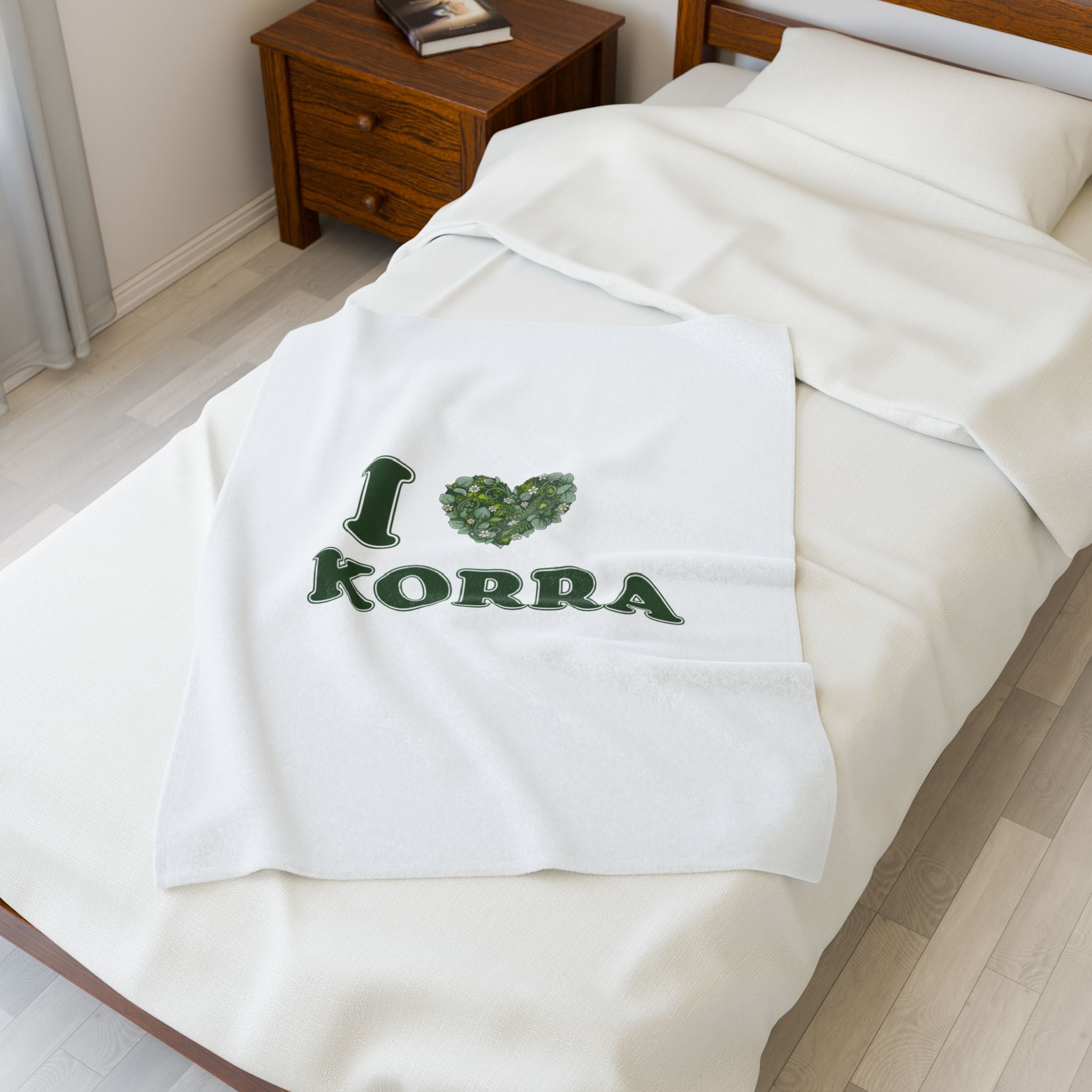 Heart of Evergreens Velveteen Plush Blanket | Minimal Winter Florals