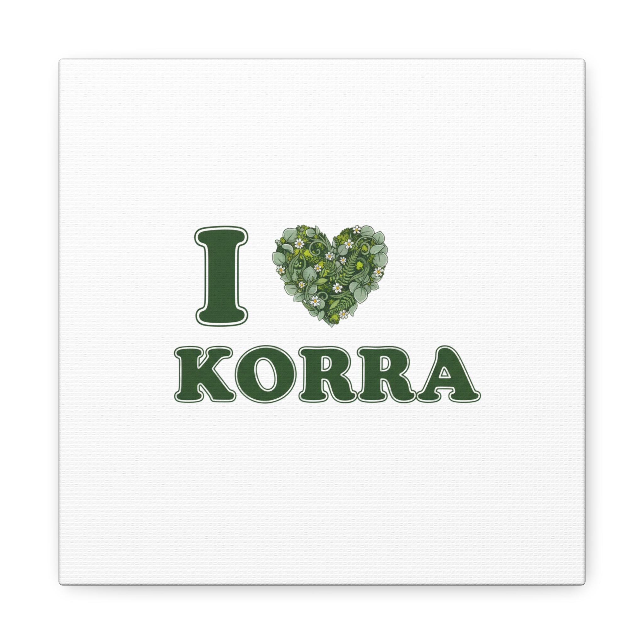 Botanical Heart Pine Wreath Canvas, Minimal Winter Florals | Stretched Matte Canvas