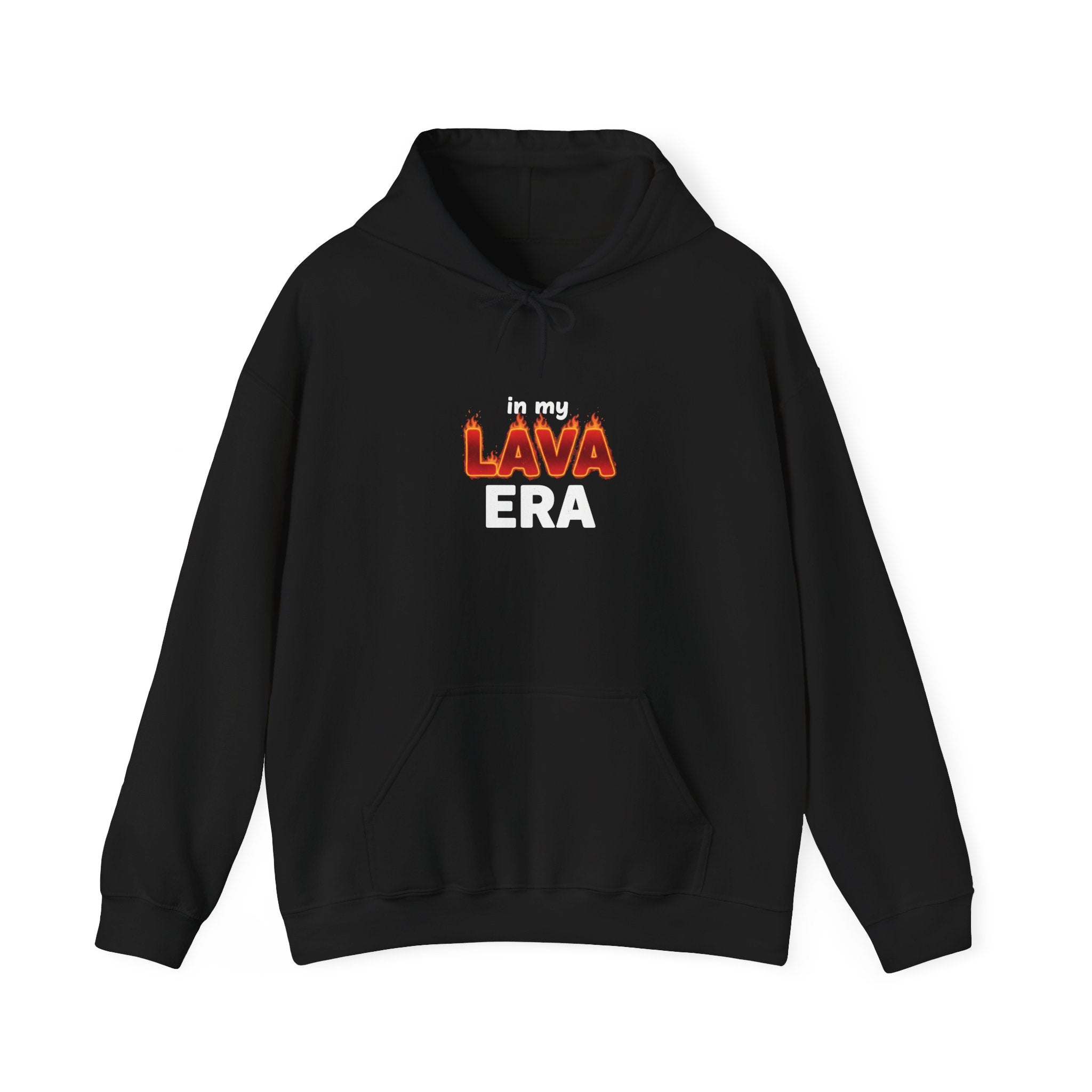 LAVA flame text Hoodie | Holiday burnout, festive but tired