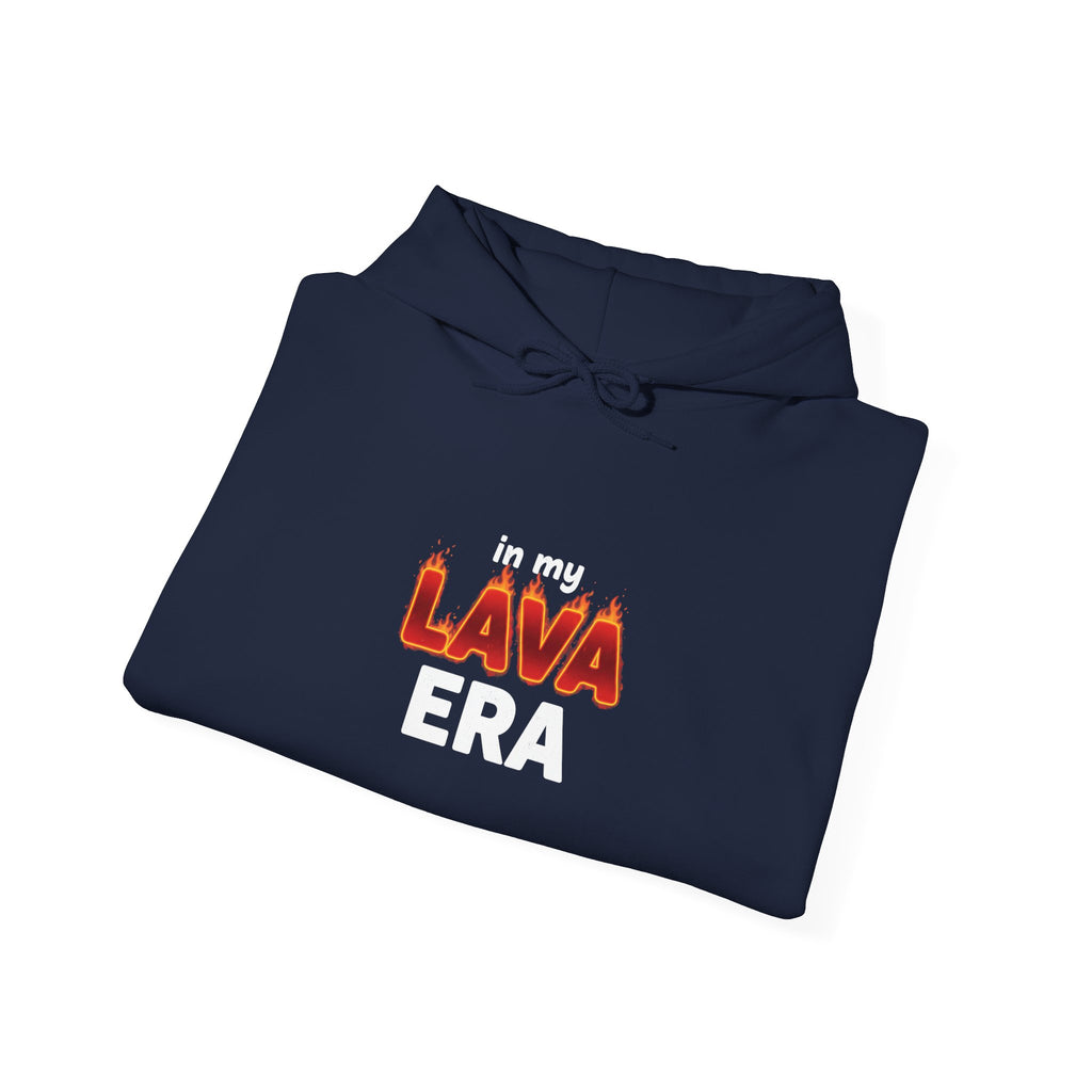 LAVA flame text Hoodie | Holiday burnout, festive but tired